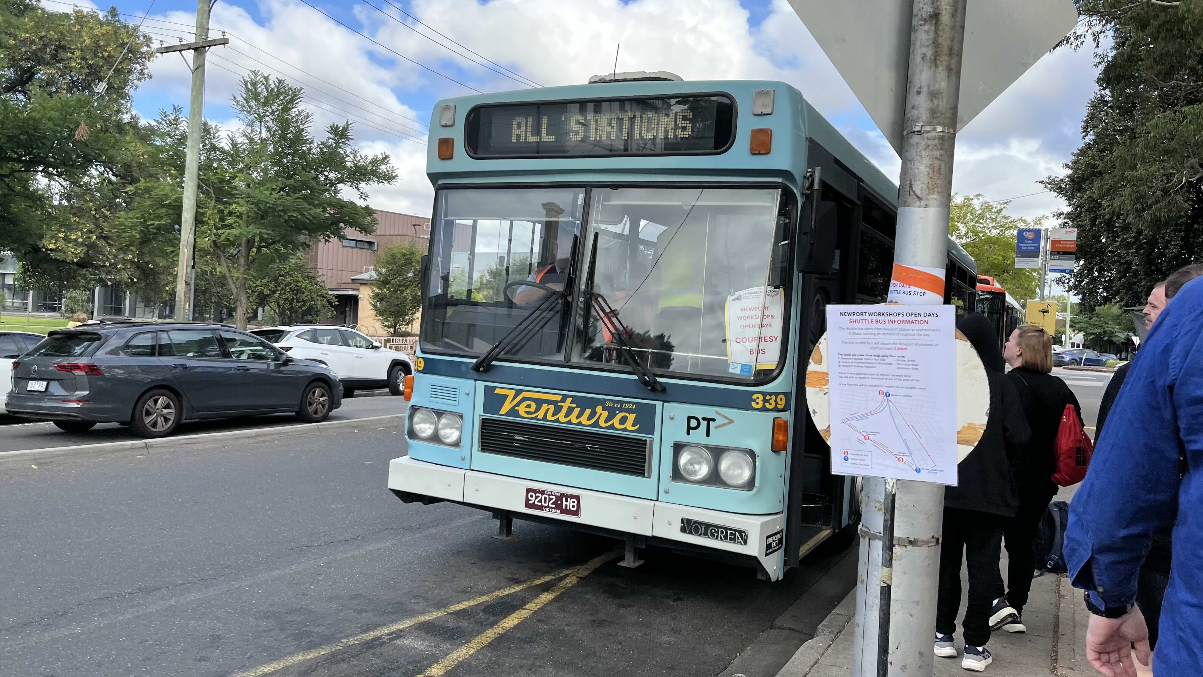 Ex-Ventura 339 (Scania L113CRB, Volgren) at Newport station rail replacement bay